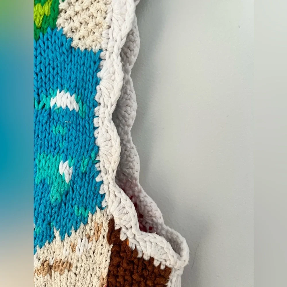 Vintage Eagle’s Eye Hand Knit Beach Themed Vest, Size Small - Picture 11 of 15